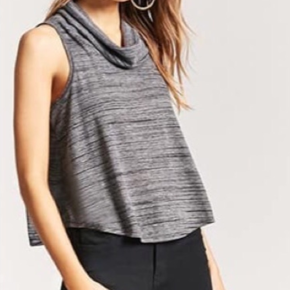 Cowl Neck Swing Top- Gray